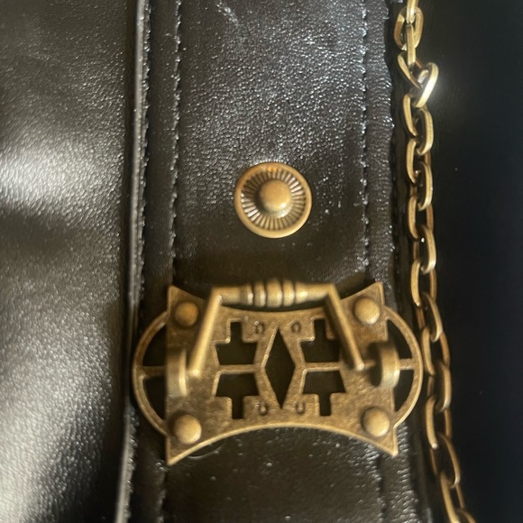 Black Leather hip bag in steampunk style. 2 belts for waist and thigh included - Picture 2 of 5